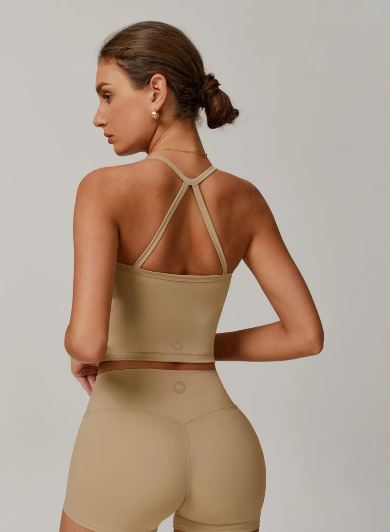 كون.يوغا بلوزة كامي نسائية بظهر متقاطع وفتحة رقبة مربعة